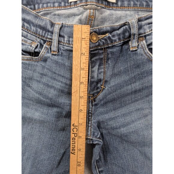 Abercrombie Fitch Jeans Womens SZ 6 Blue Slim Straight Raw Hem Faded Whiskers - Picture 7 of 14